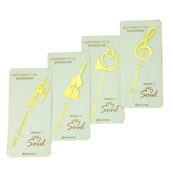 

Kawaii Cute Gold Musical Instruments Book Markers Bookmark for Books Paper Clips Office School Supplies Stationery