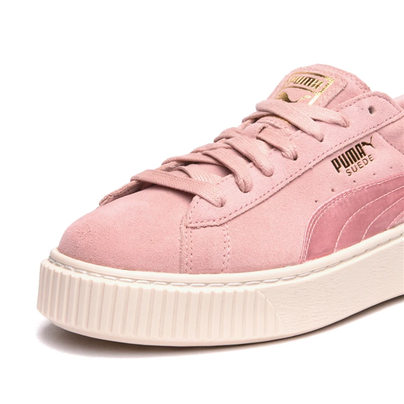 Оригинальная puma обувь на платформе из замши, Для женщин Скейтбординг обувь розовый Модная комфортная обувь с низким берцем на шнуровке; Прочные обувь 365828-03