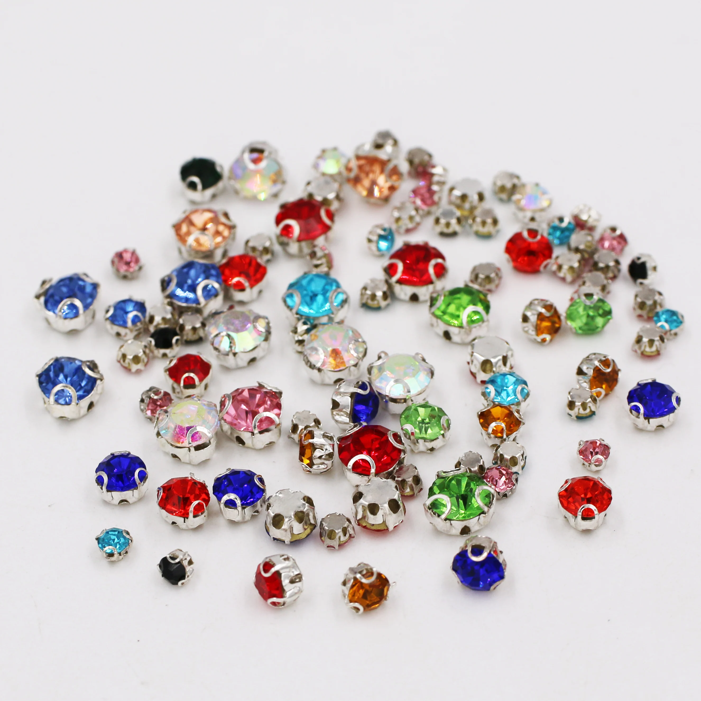 

Hot Sale 3D Silver Claw Rhinestone,Sew on Crystal Glass Rhinestones DIY Clothes Accessories