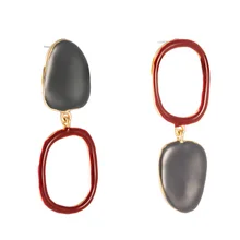 ZWPON Simple Geometric Asymmetry Drop Earrings Colorful irregularity Enamel Drop Earrings for Woman Female Jewelry geometric faux gem drop earrings