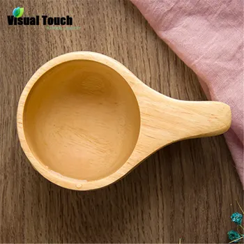 

Visual Touch Straight Handle Cup Kuksa Finland Mug Portable Rubber Wood Cup Handccrafted Tea Milk Coffee Beer Mug European Style