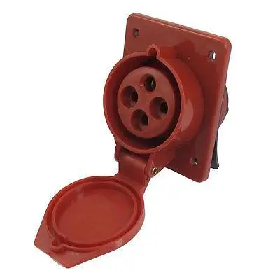 

AC 380V-415V 32A 3P+E IEC309-2 Panel Mount Industrial Socket Red