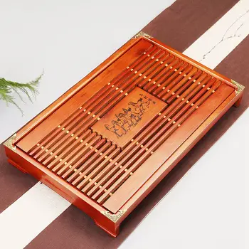 

Natural Wood puer Tea Tray Chinese Kung fu Wood Tea Board with Drainage water storage for oolong tea black tea dahongpao