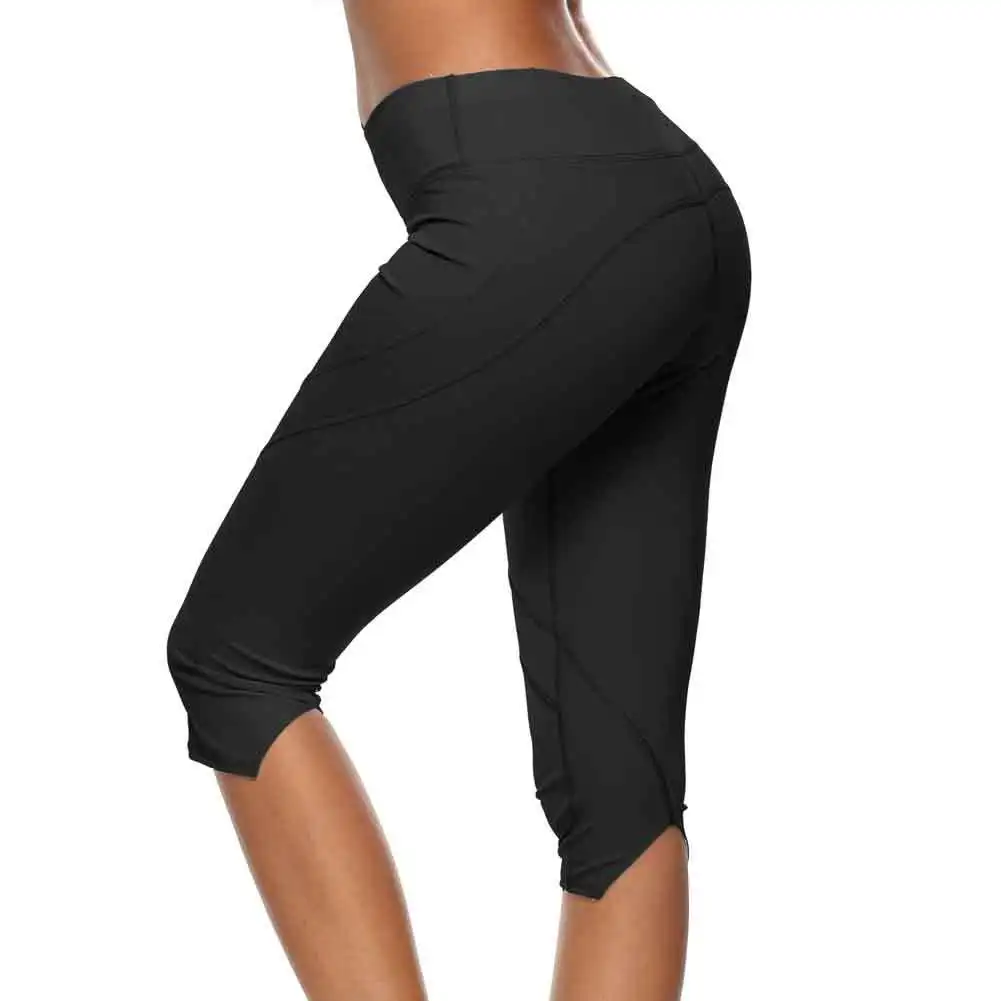 V-образные Эластичные Обтягивающие укороченные штаны для йоги женские быстросохнущие впитывающие пот штаны для бега женские штаны для