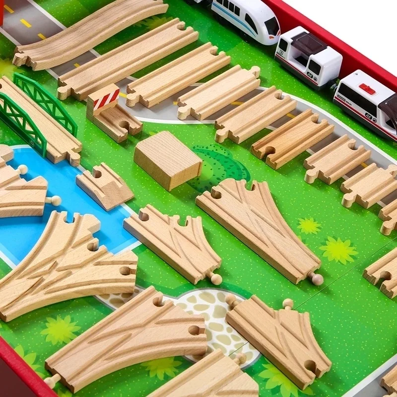 All Kinds Wooden Railway Train Track Accessories Beech Wooden Tracks Fit For Biro All Brands Wood Tracks Train Toys For Kids 2