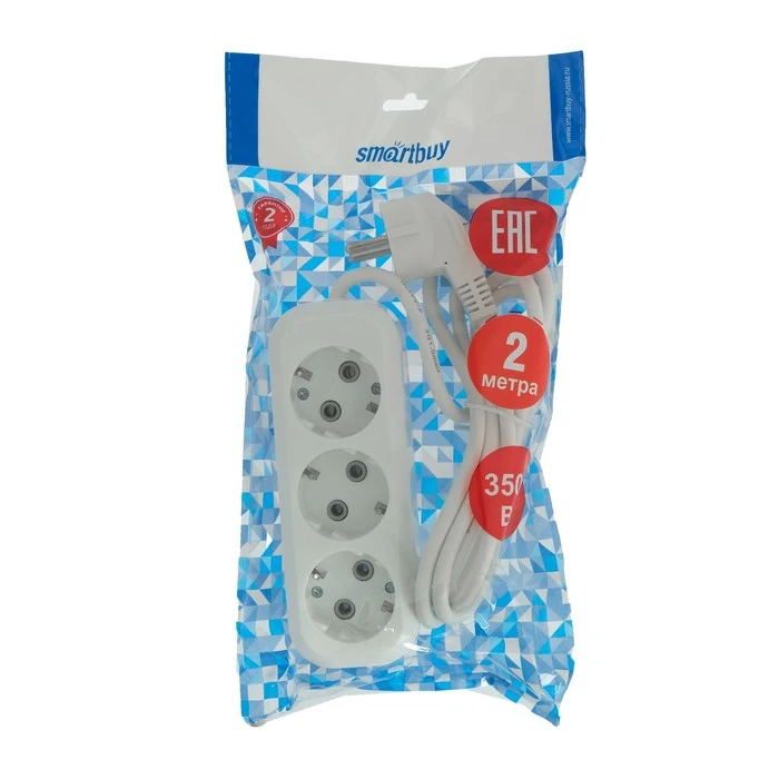 Smartbuy rallonge, 3 prises, 16 A, 3500 W, PVA 3x1 mm2, avec s / C, blanc amélioration de l'habitat ► Photo 3/4