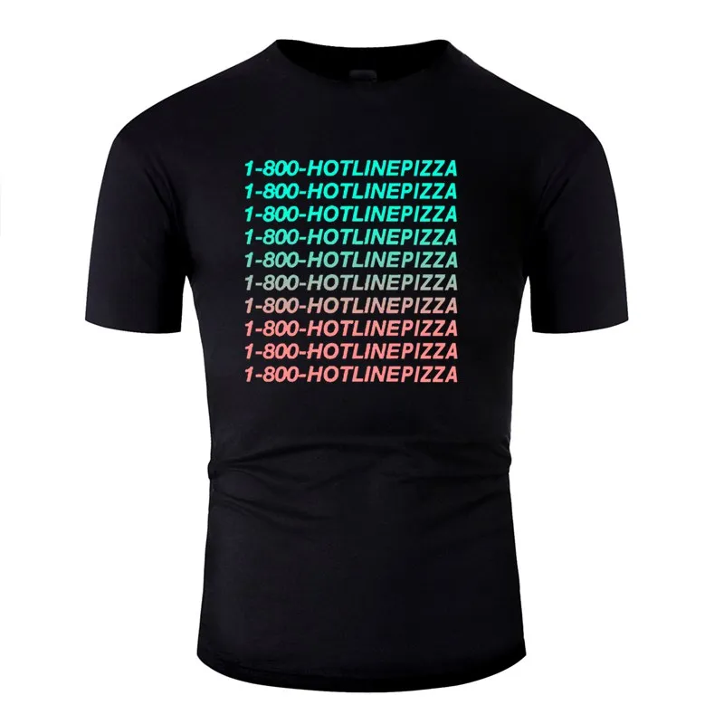 Customized Letter Hotline Pizza T Shirt For Men Cotton Crew Neck Tee Mens Clothes Short Sleeve Hiphop |