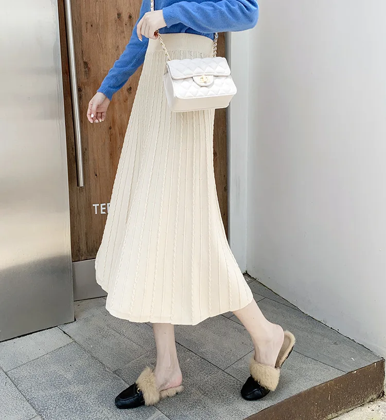 

Skirt 2019 Autumn And Winter New Style Fashion Stereo Linen Flower Color Super Fire Full Skirt High-waisted Mid-length Type a Sk