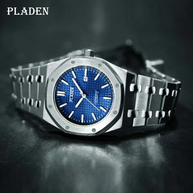 Men Watches Business Stainless-Steel PLADEN Top-Brand Sport Waterproof Stylish Luxury