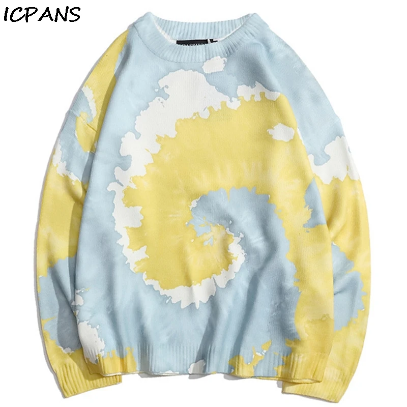 

ICPANS Pullover Sweaters 2019 Mens Hip Hop Print Knitted Crewneck Jumper Sweater Streetwear Male Tops