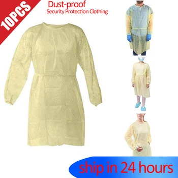 

10pcs/set Disposable Surgical Gown Dust-proof Isolation Clothes Labour Coveralls Suit Non-woven Security Protection Clothing