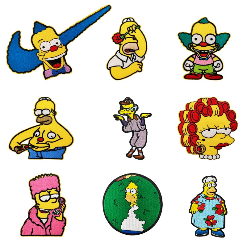 Homer In Floral Pajamas Simpsons Mr Burns Embroidered Iron On Patches For Clothing Halloween Diy Patches Aliexpress