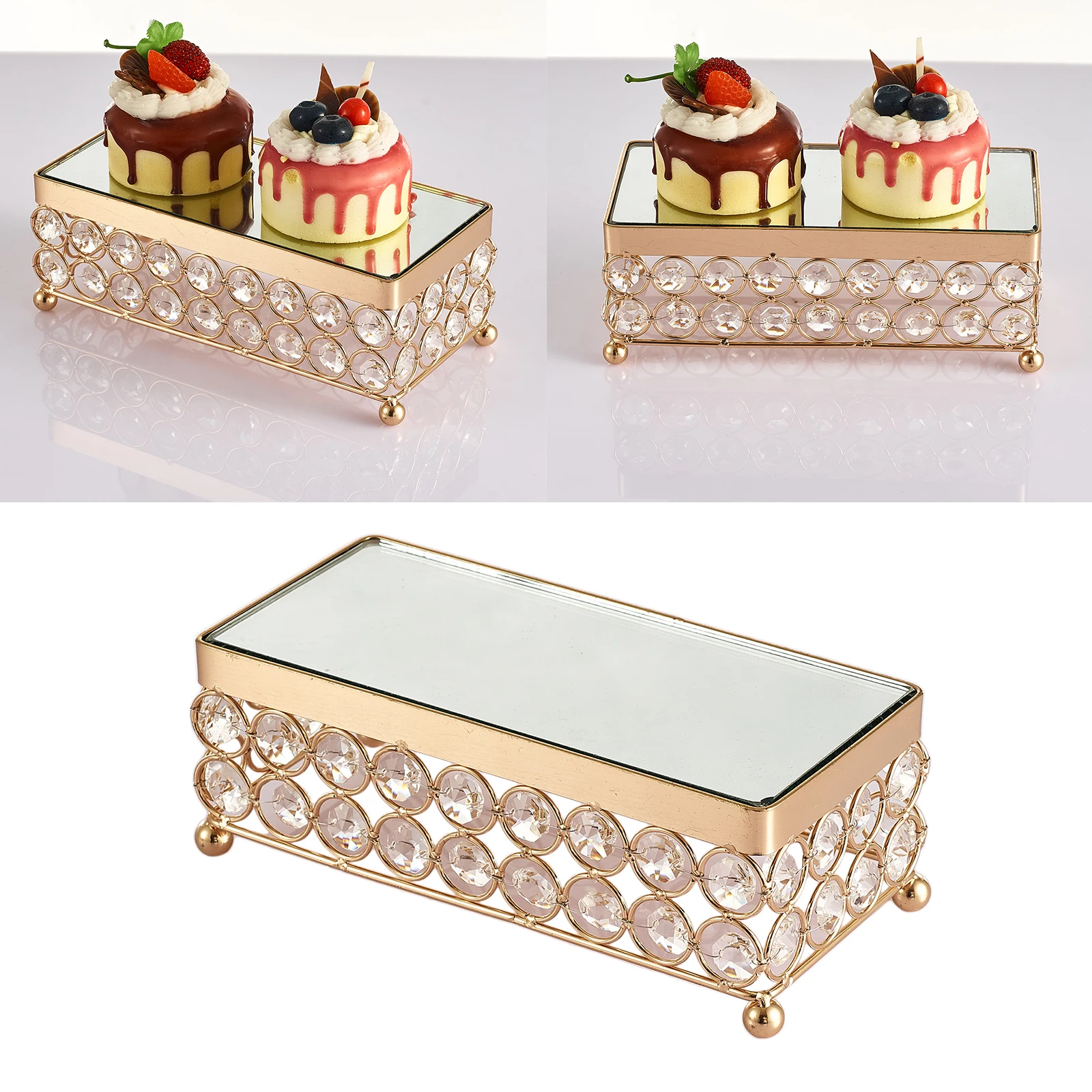 1PC Gold Iron Crystal Pendants Cake Stand Cupcake Dessert Display Wedding 