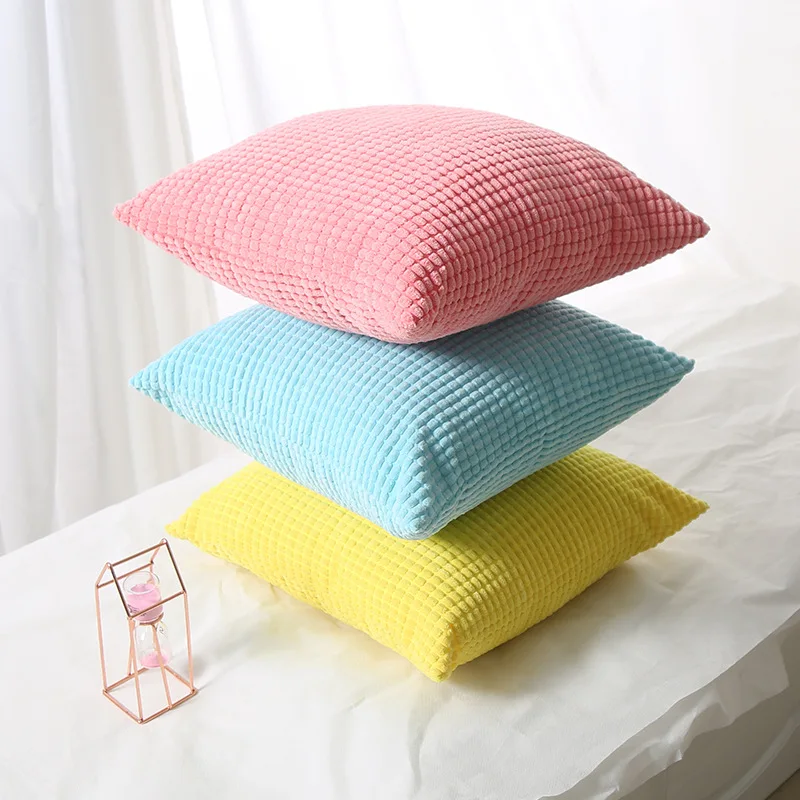 Corduroy Like Corn Kernels Throw Pillowcase 40/45/50/55/60/66cm Solid Color Supersoft Cushion Cover Home Living Room Sofa Decor