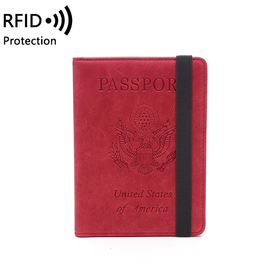 RFID модные чехлы для паспорта, держатель для ID банковских карт из искусственной кожи, бизнес чехол высокого качества для женщин и мужчин, кошелек, аксессуары для путешествий 14,8*11 - Цвет: 9