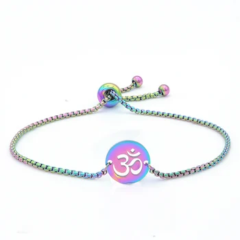 

100% Stainless Steel Rainbow Colorful OM Yoga Charm Bracelets for Women Wholesale Accept OEM Order Dropshipping