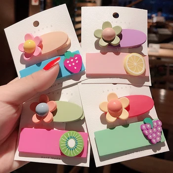 

2Ps/Set Sweet Color cute girl fruit strawberry Hair Clip Quicksan Hairband Bobby Pin Barrette Hairpin Headdress Beauty Accessory
