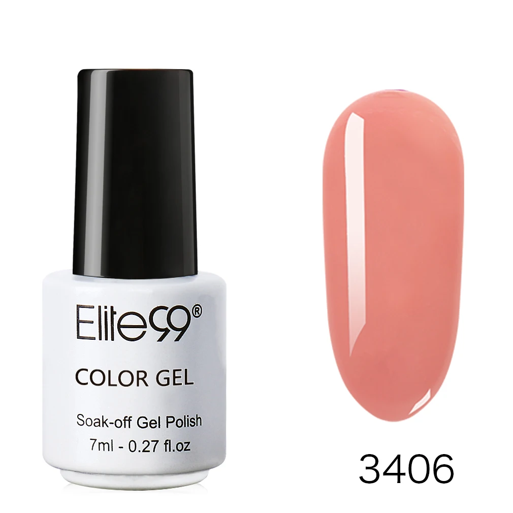 Elite99 желе УФ-гель для ногтей замачиваемый полупрозрачный гель для дизайна ногтей маникюр Vernis полупостоянные ногти телесного цвета гель лак - Цвет: 7ML 3406