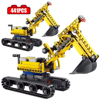 

City Technic Machine Crane Loading Truck Building Blocks Construction Engineering Excavator Car Bricks Toys For Boys