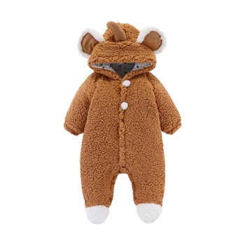 

2020 Autumn Winter Infant Newborn Rompers Baby Girls Boys Jumpsuits Warm Cartoon Coral Fleece Children Outdoor Coats