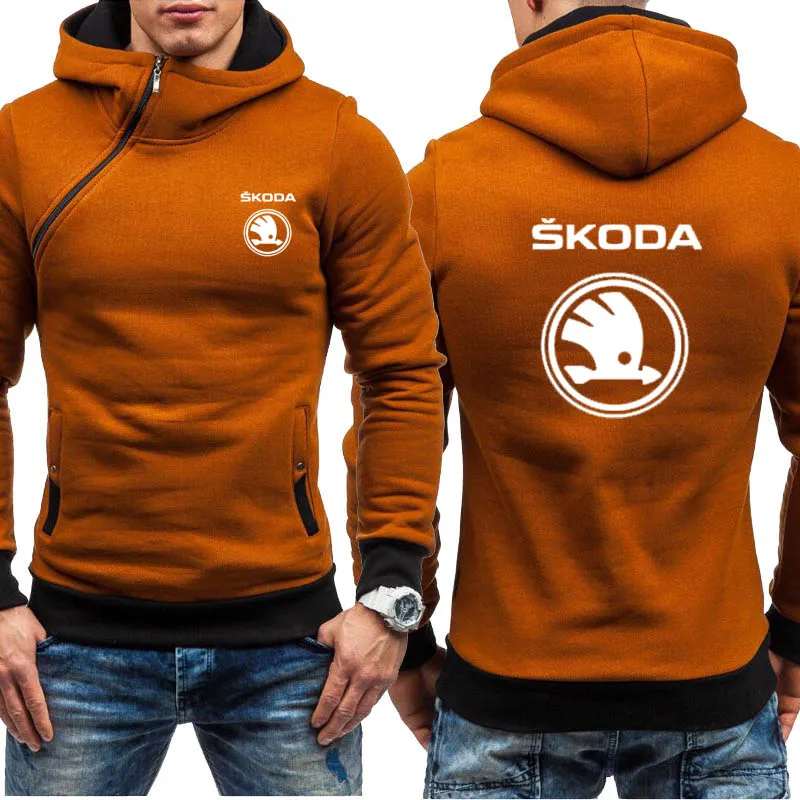 Толстовки с капюшоном и Для мужчин для автомобиля Skoda логотип печати Повседневное в стиле «хип-хоп» Толстовка Harajuku теплые флисовые толстовки с капюшоном мужская молния куртка - Цвет: 805
