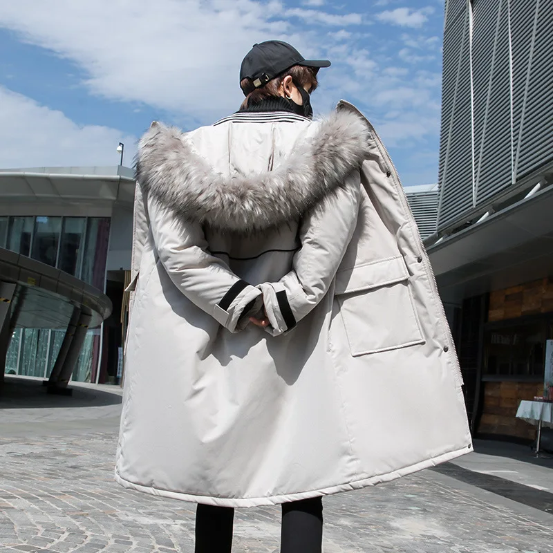 Winter New Style Men Cotton Overcoat Mid-length Thick Trend Korean Winter Cotton-padded Jacket over-the-Knee Cotton Coat