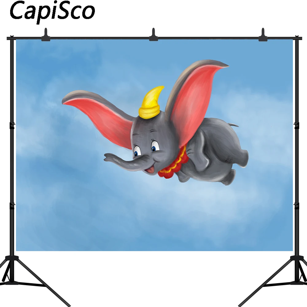 

Capisco Photography backdrops baby shower birthday party banner candy dessert table boys vinyl Dumbo photo booth background