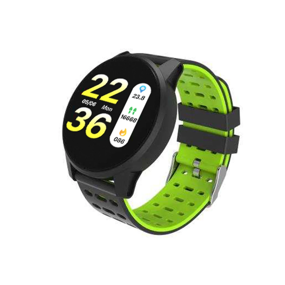 Умные часы Hamswan B2 цветной экран Фитнес Спортивные часы IP67 Водонепроницаемый пульсометр кровяное давление Smartwatch для Ios Android - Цвет: Зеленый