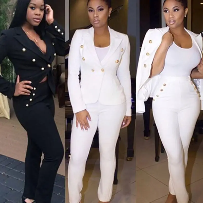 

Navy 2 Piece Set Women Formal Pant Suits for Weddings Ladies Pant Suits Blazer Custom Made Bespoke 2019 New