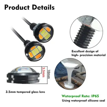 

DRL Light Lamp Set 10PCS 12V DC 23MM 5730 Eagle Eye Daytime Running Dual Color Accs Part Durable New