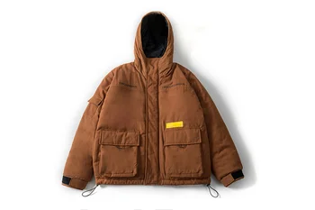 

2019 Xieruis Original Design Women Men Pocket Cotton Padded Jacket Hiphop Streetwear Men Hooded Winter Jacket
