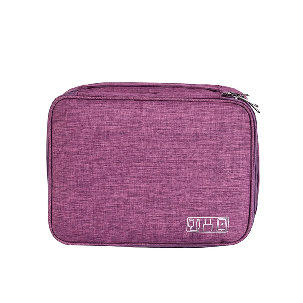 Портативная дорожная сумка для хранения, цифровой usb-гаджет, органайзер, зарядное устройство, провода, косметичка, на молнии, сумка для хранения, набор, защитный Органайзер - Цвет: Purple