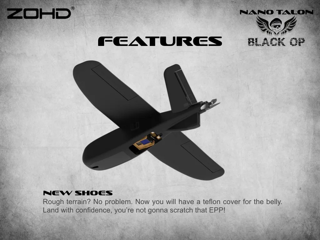 ZOHD Nano Talon черный OP 860 мм размах крыльев AIO V-Tail EPP литой FPV крыло RC самолет