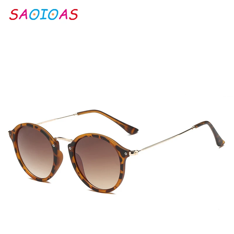 SAOIOAS Vintage brand designer round oversized sunglasses female metal reflective flat mirror Retro sunglasses female oculos - Цвет линз: B5