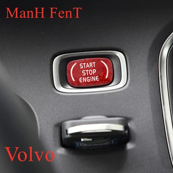 

ManH FenT For Car Volvo Real Carbon Fiber Car Star Stop Engine Push Button Ignition Switch Decoration Sticker Protection Cover