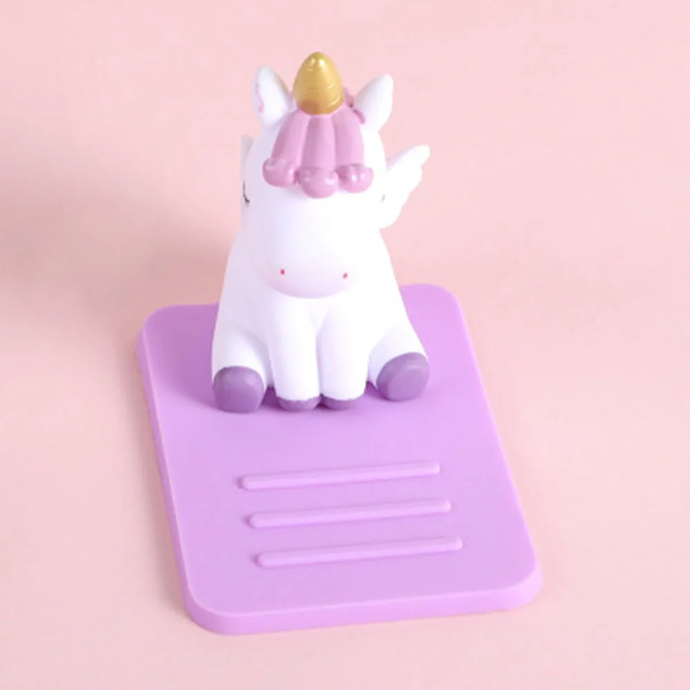 Милый Противоскользящий телефон с единорогом, подставка, держатель для телефона, поддержка стола, декор для телефона, кронштейн для iPhone, для XiaoMi, для huawei, soporte movil - Цвет: Purple