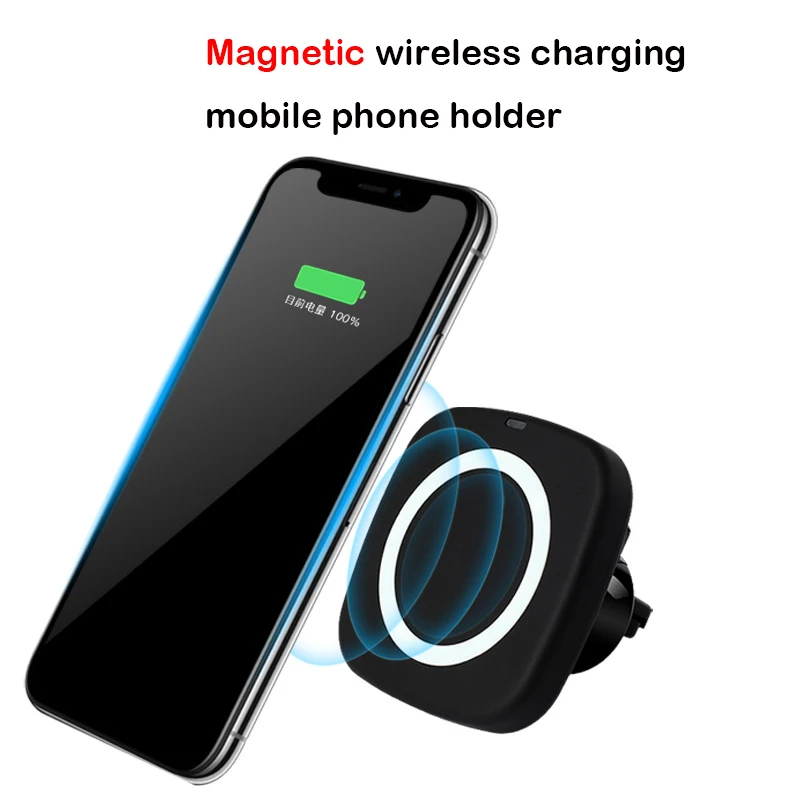 

10W Qi car wireless charger fast 2 in 1 Magnetic Vehicle Suction cup Mount Phone Holder stand For iPhone X 8 For Samsung S10 s8