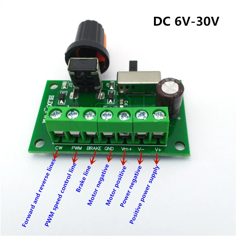 Brushless Motor PWM Controller Electric DC 6V-30V 90W 3A 12V 24V Mini Motors Control Speed Reversed Stop BLDC 12 Volt 24 V | Обустройство
