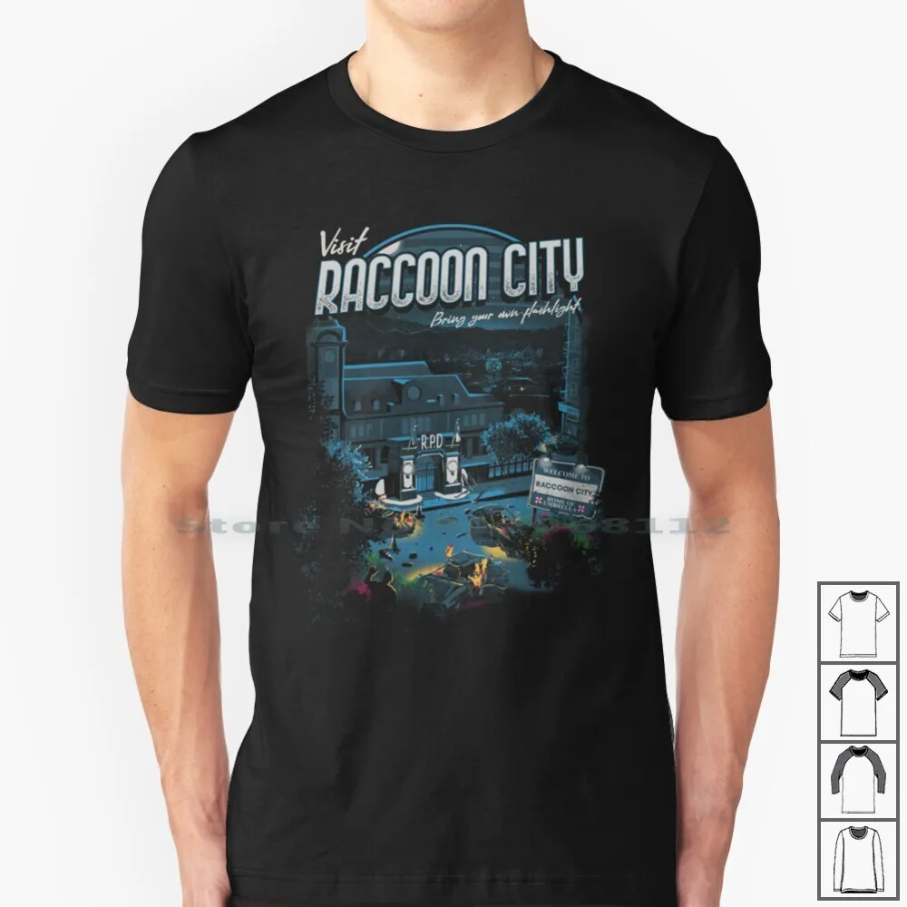 Visita La Maglietta Della Città Di Procione 100% Cotone Zombies Gioco Di Zombie Videogioco Rpd Raccoon Raccoon City Remake Leon Survivor Playsation