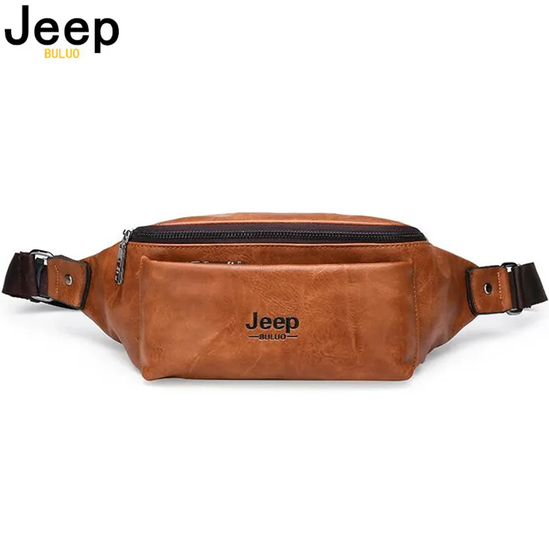 Jeep Buluo Waist Pack Fanny Men Leather Hip Bum Bag For Outdoors