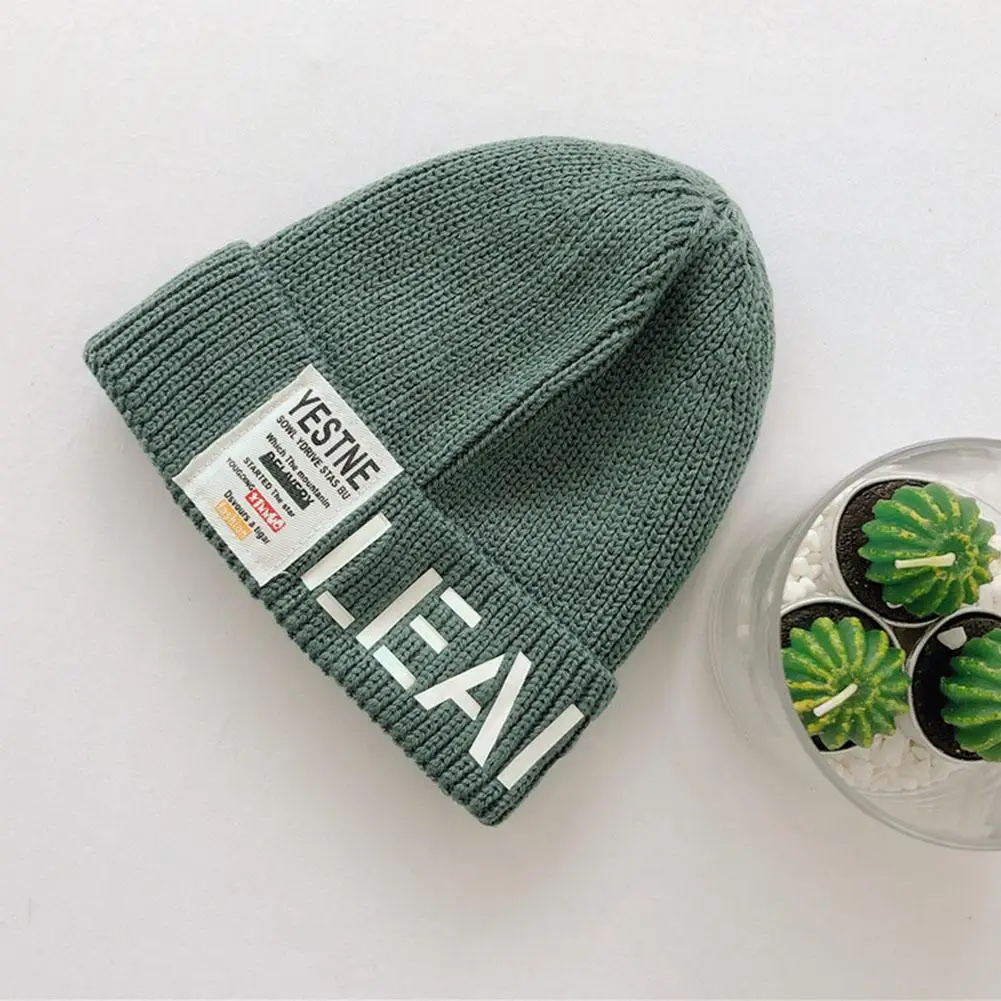 Army Green MISSKY/осенне-зимняя детская Шерстяная кепка с буквенным декором, кепка вязаная шапка для мальчиков и девочек - Цвет: Army Green