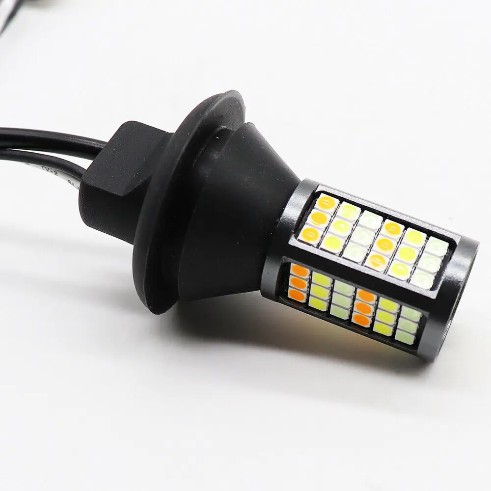T20 7440 светодиодный лампочка 54 Вт 81SMD Белый DRL синий ночник Янтарный сигнальный светильник поворота