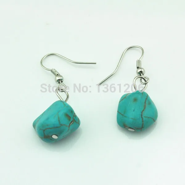 

EK82-18---Irregular stoneStone Dangle Earring 1 Pair Natural Stone Jewelry Factory Price Vintage Look Antique Silver wholesale
