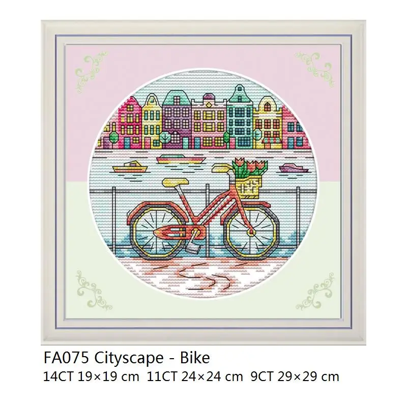 Cross Stitch FA075 Живопись городского пейзажа Счетный крест узоры 11CT 14CT печатная ткань холст для вышивания Набор сделай сам для рукоделия Наборы DMC - Цвет: Cross Stitch FA075
