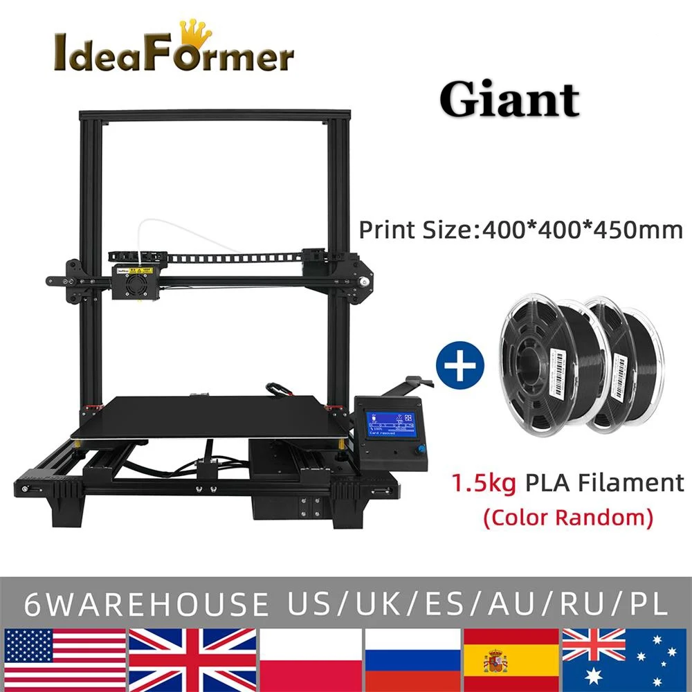 US $349.00 Ideaformer Giant New 3D Printer Big Size FDM TMC2208 Driver Full Metal Printer 400400450mm 3D Printer DIY Kit SelfAssemble