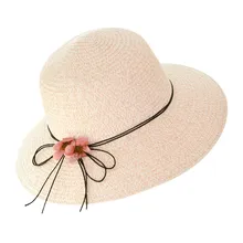 Летняя соломенная шляпа, Модная Складная женская Соломенная пляжная шляпа с бабочкой, летние шляпы для защиты от солнца, широкие женские кепки от солнца, шляпа YL5