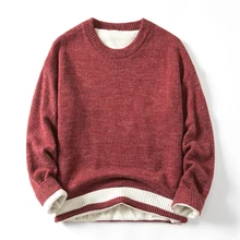 

GlacialWhale Oversized Mens Knitted Sweater Men 2021 New Winter Hip Hop Harajuku Korean Casual Sweaters Pullover Red Sweater Men