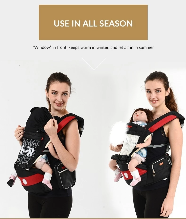 Disney Лето дышащий эргономичный рюкзак-кенгуру Портативный младенческой Хипсит для переноски детей кучи с сосет Pad сумка-кенгуру