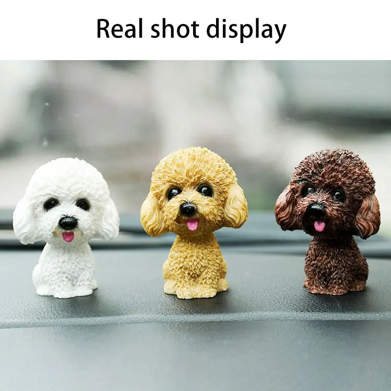 Car Resin Cute Nodding Dog Decor Doll Automobile Interior Decoration Shake Head Bobblehead Dog Figure Toys Accessories Ornaments