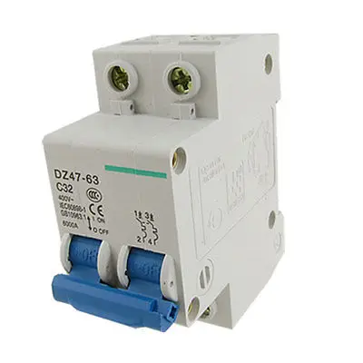 

6000A Breaking Capacity 2P Miniature Circuit Breaker AC 400V 32A